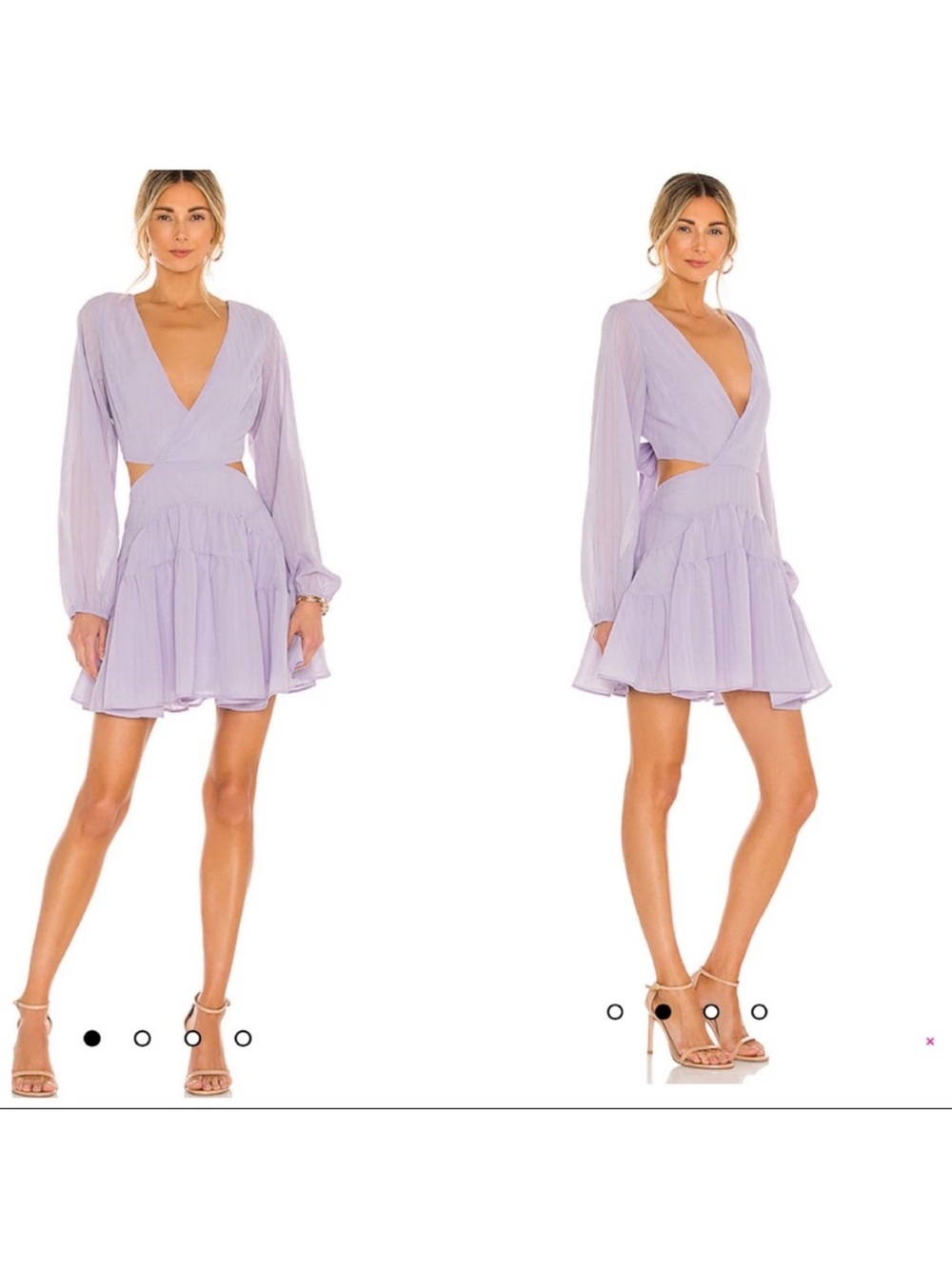 Revolve BARDOT Cut Out Frill Mini Dress Lilac Size S Boho Chic Feminine Wedding